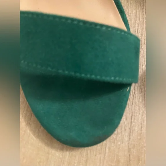 Women’s Green Block Heel Open-Toe Sandals W/ Ankle Strap Size 8 - Picture 3 of 13